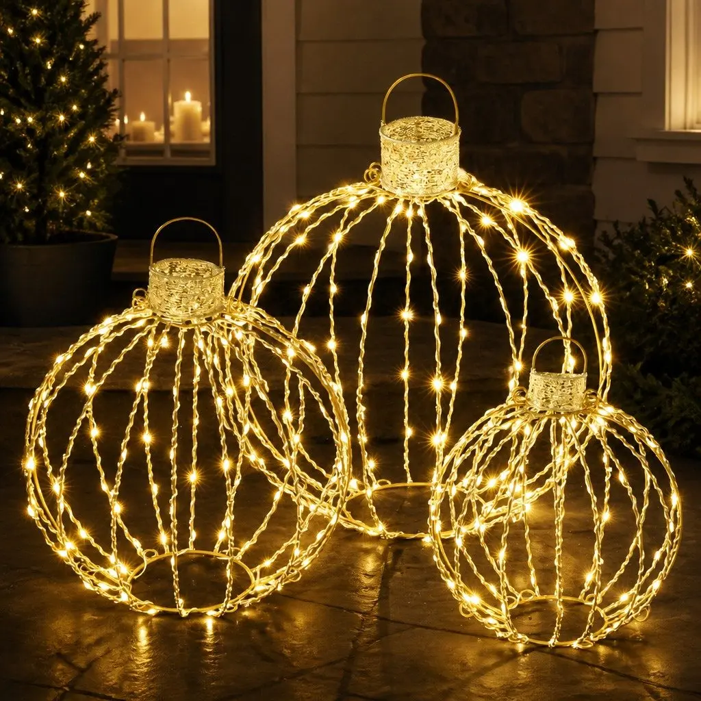 Christmas Light Set with 320 LED and 3 Decorative Balls