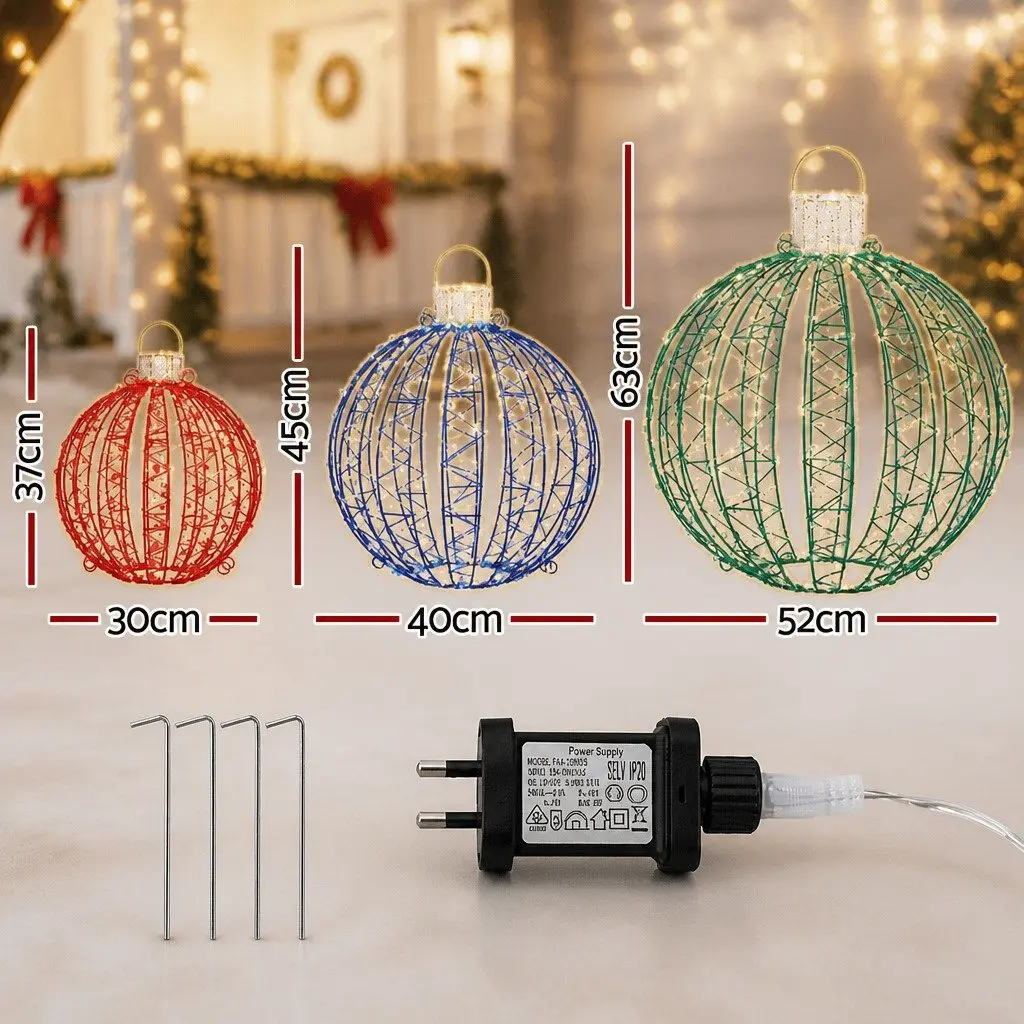 Christmas Lights LED 320 Bulbs 3D Ball Decorations Set Multicolour Indoor Outdoor