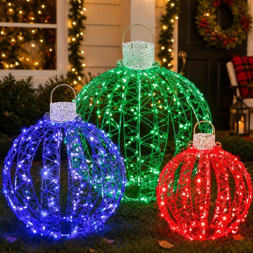 Christmas Lights LED 320 Bulbs 3D Ball Decorations Set Multicolour Indoor Outdoor