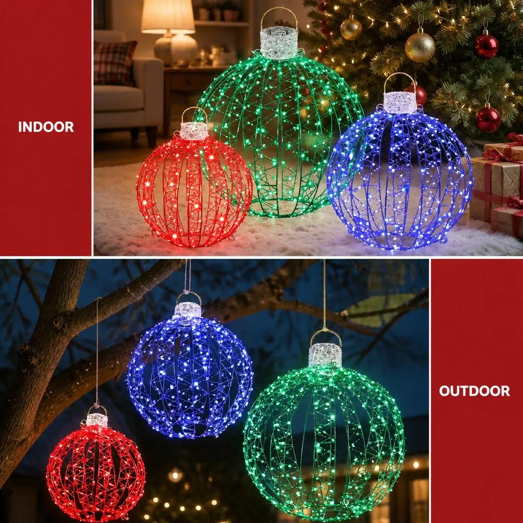 Christmas Lights LED 320 Bulbs 3D Ball Decorations Set Multicolour Indoor Outdoor