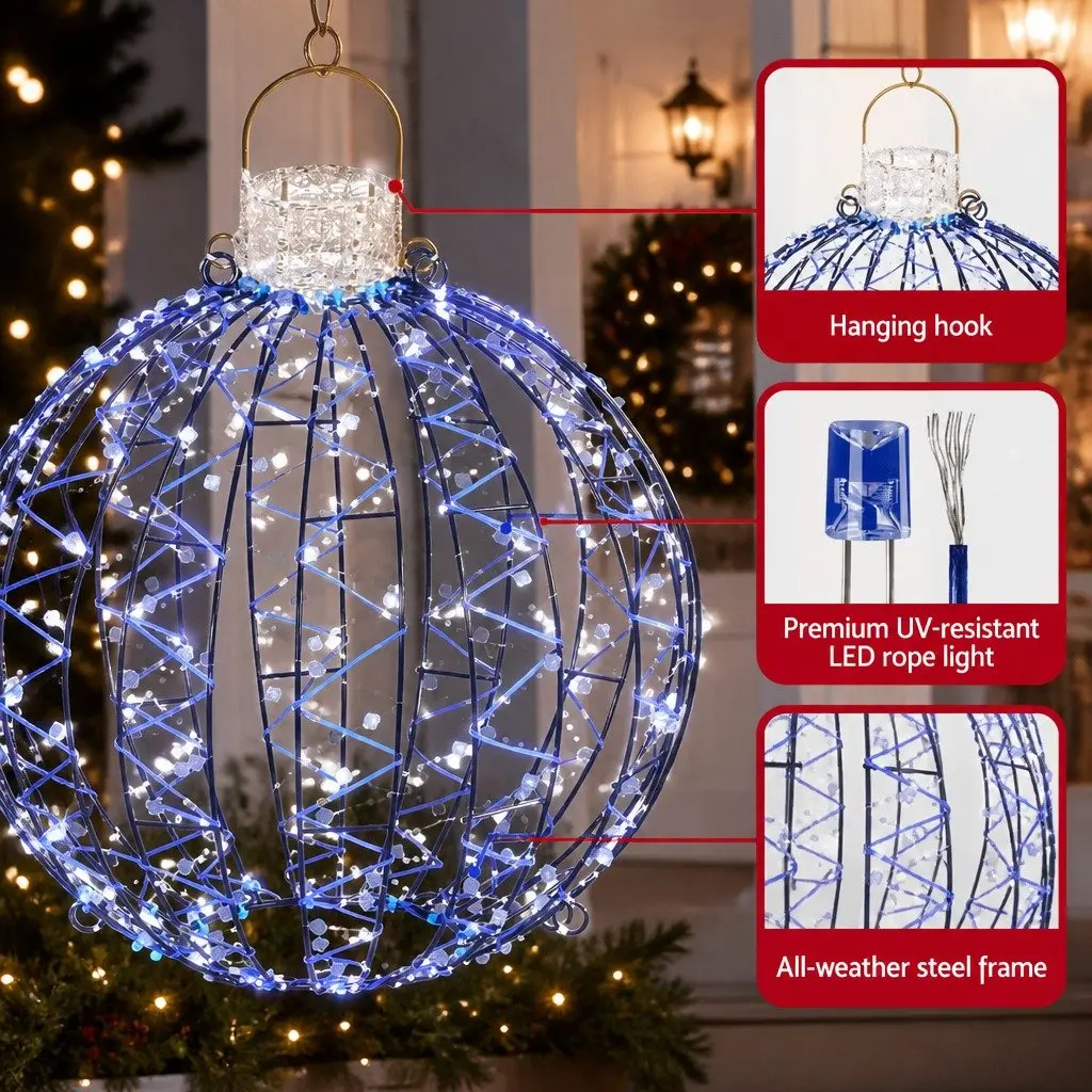 Christmas Lights LED 320 Bulbs 3D Ball Decorations Set Multicolour Indoor Outdoor
