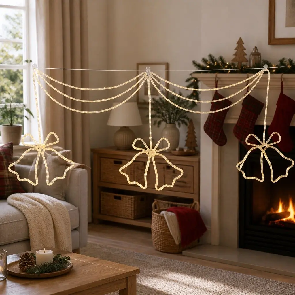 LED Christmas Light String Multicolour 1.8M 288 Bell Motif