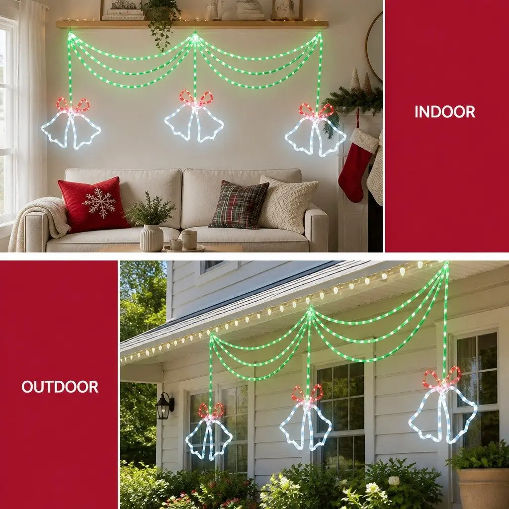 LED Christmas Light String Multicolour 1.8M 288 Bell Motif