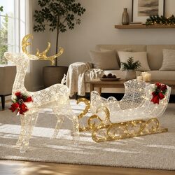 215 LED Outdoor Christmas Lights with Sleigh and Reindeer