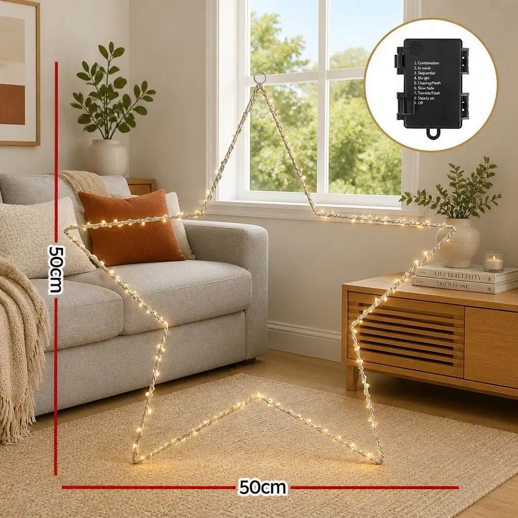 Star Christmas Light Decoration Metal 50cm Warm White 70 LED Indoor Outdoor