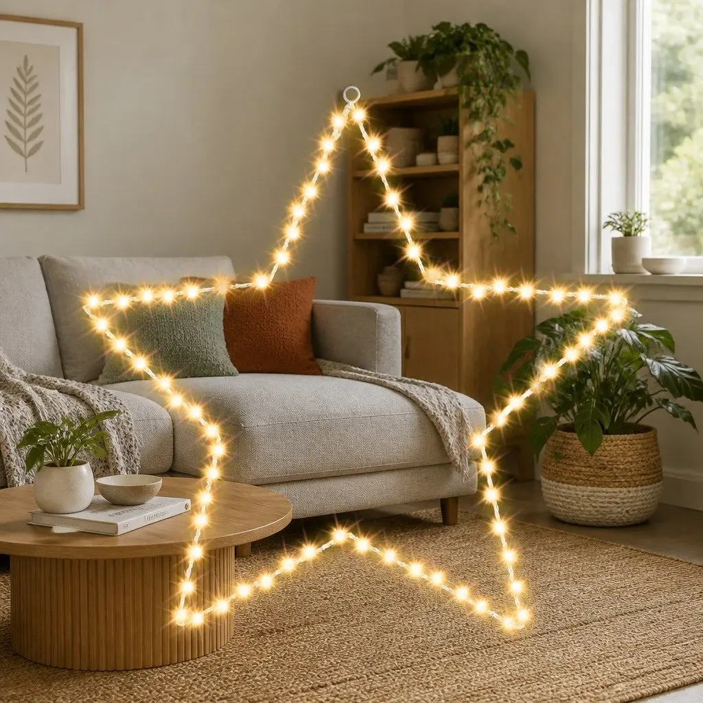 Star Christmas Light Decoration Metal 50cm Warm White 70 LED Indoor Outdoor