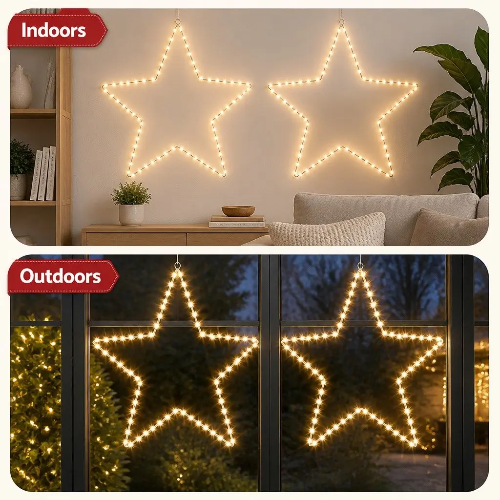 Star Christmas Light Decoration Metal 50cm Warm White 70 LED Indoor Outdoor