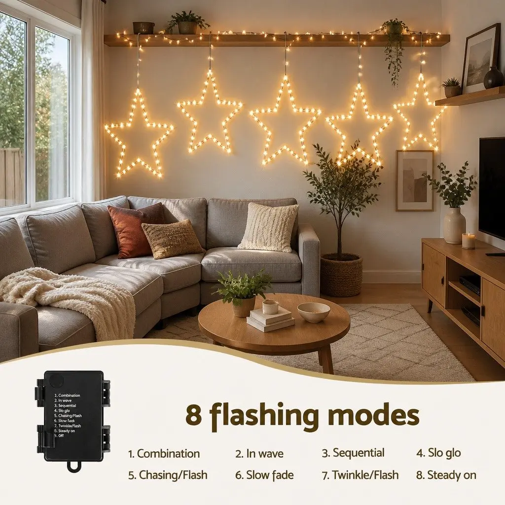 Star Christmas Light Decoration Metal 50cm Warm White 70 LED Indoor Outdoor