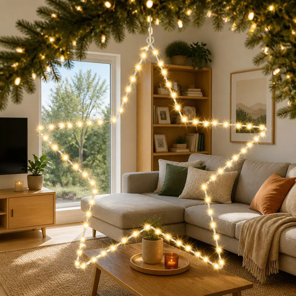 Star Christmas Light Decoration Metal 50cm Warm White 70 LED Indoor Outdoor