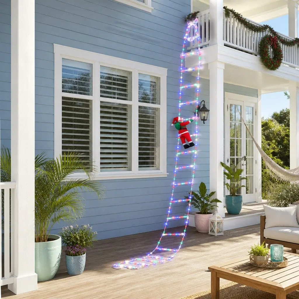 Christmas Ladder Lights 300 LED 3.5M Multicolour with Detachable Santa Claus