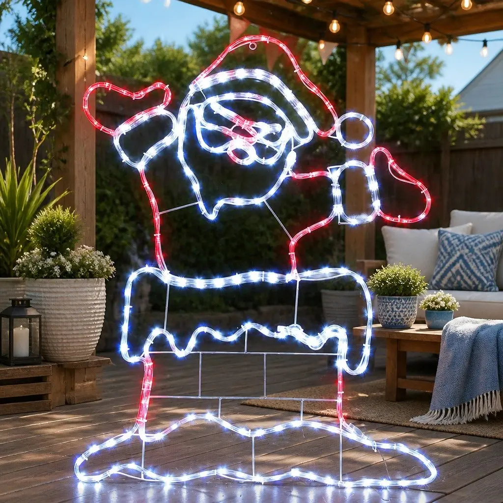 Christmas Lights LED Multicoloured 1M Santa Motif Outdoor Indoor Decorations