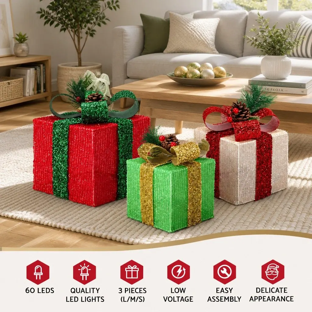 Christmas Light Set LED Warm-white 3 Piece Multicolour Indoor Outdoor Decoration