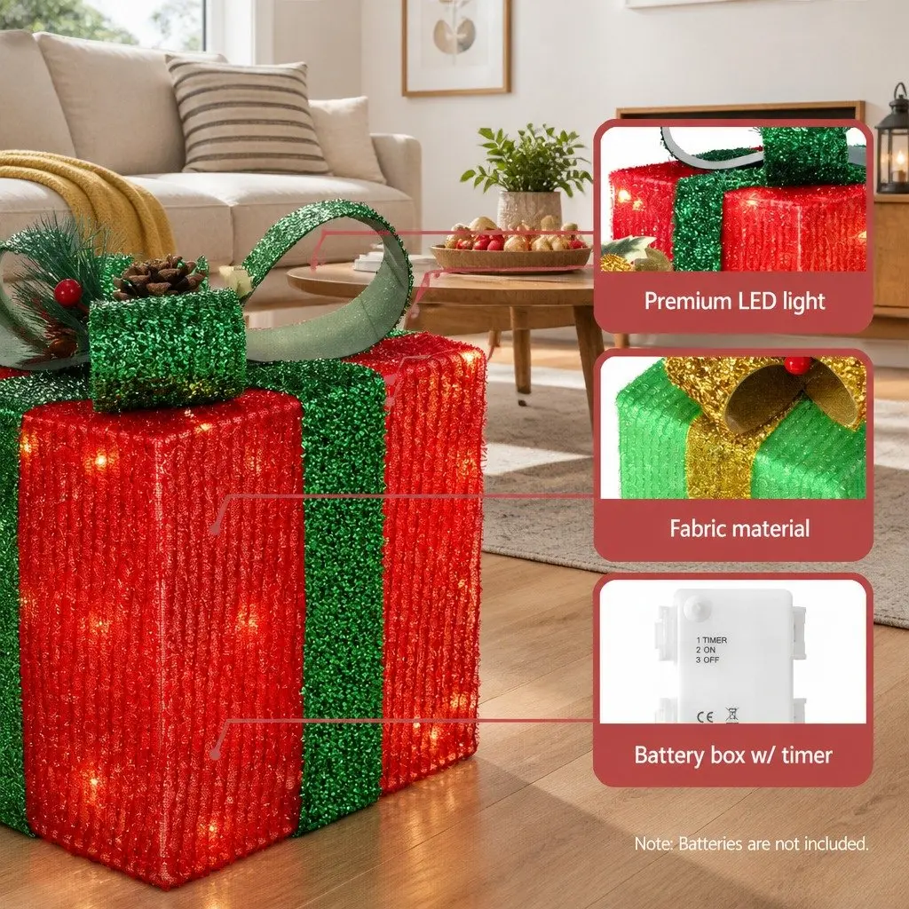 Christmas Light Set LED Warm-white 3 Piece Multicolour Indoor Outdoor Decoration