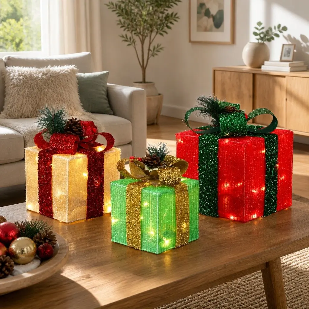 Christmas Light Set LED Warm-white 3 Piece Multicolour Indoor Outdoor Decoration