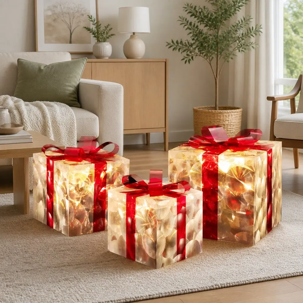 Christmas Lights Gift Box 3 Piece Warm White LED Indoor Outdoor Decoration