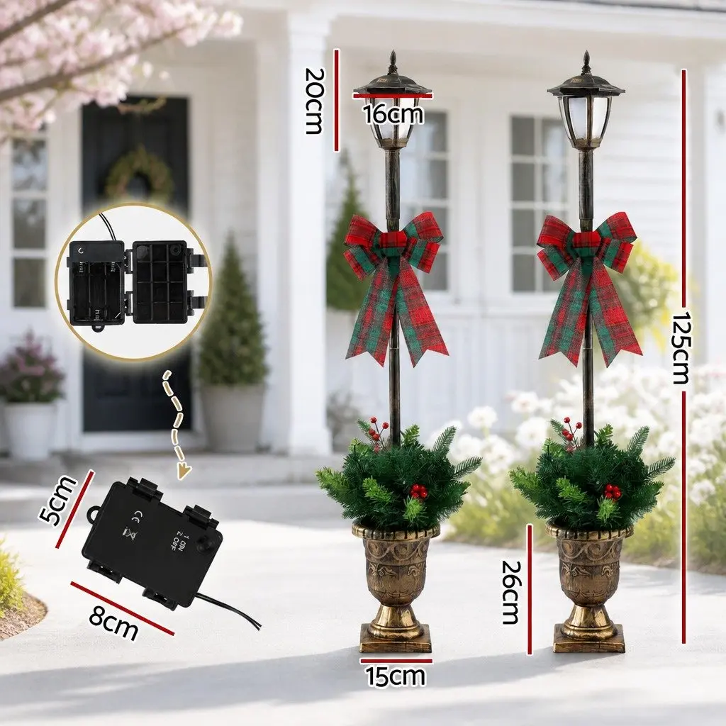 Christmas Lamp Post Plastic 125cm Warm White Set of 2