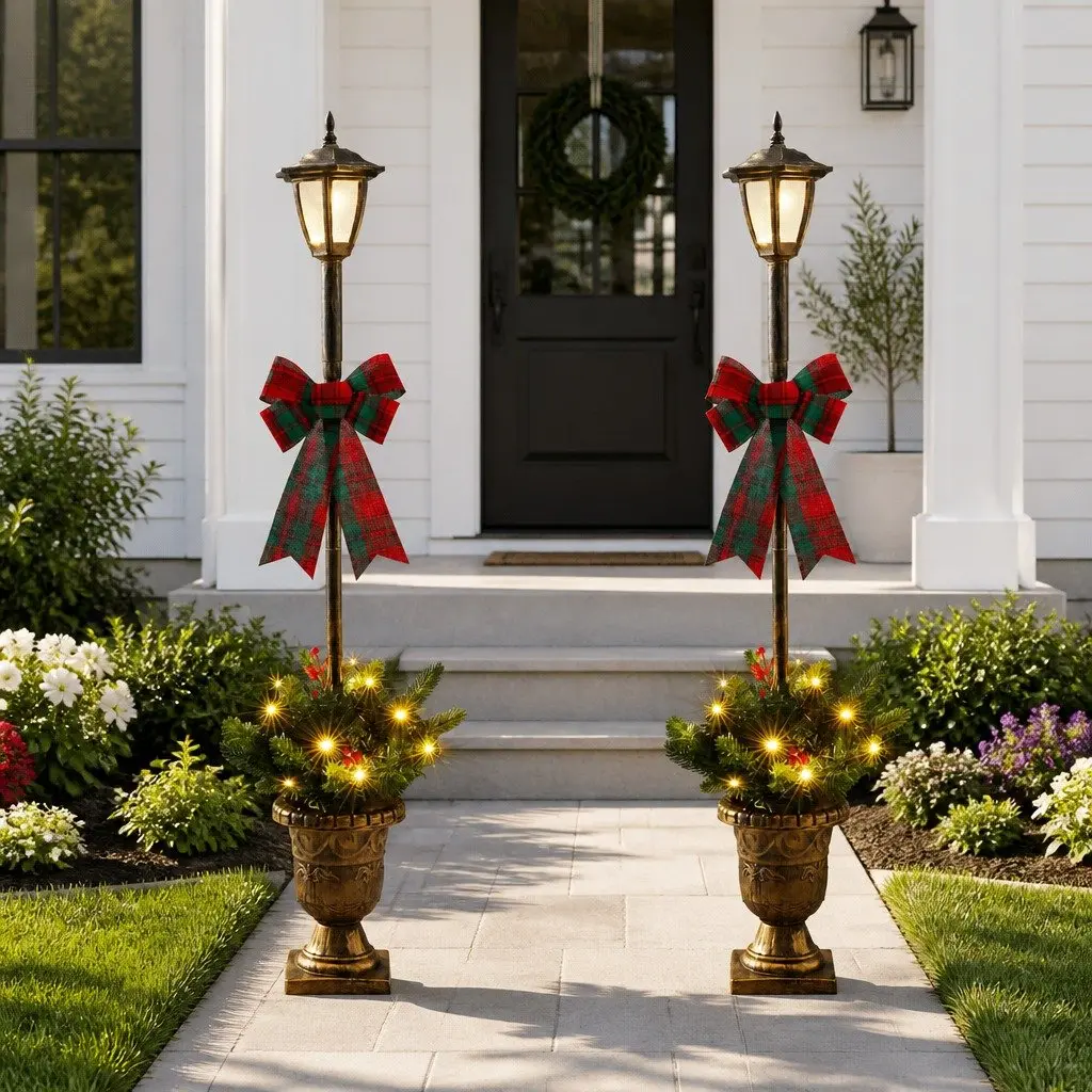 Christmas Lamp Post Plastic 125cm Warm White Set of 2