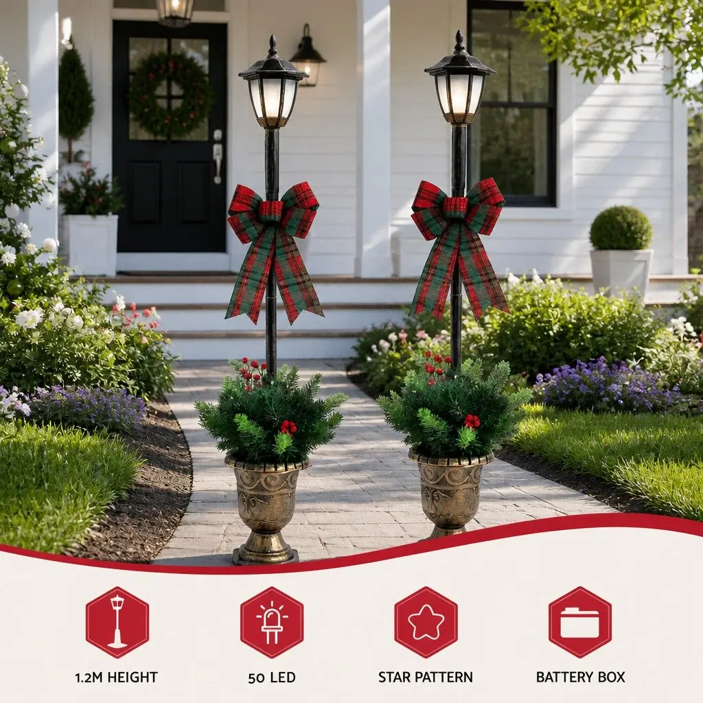 Christmas Lamp Post Plastic 125cm Warm White Set of 2