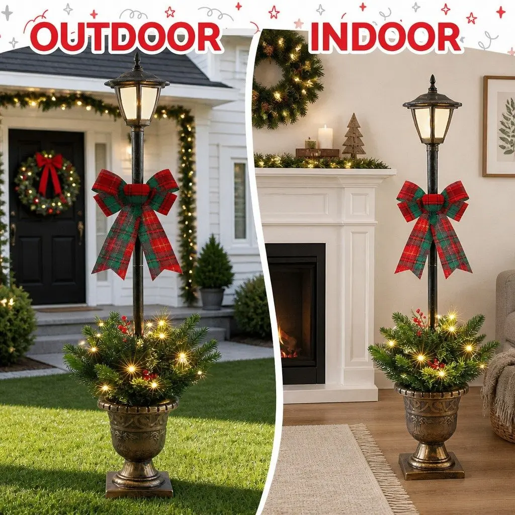 Christmas Lamp Post Plastic 125cm Warm White Set of 2