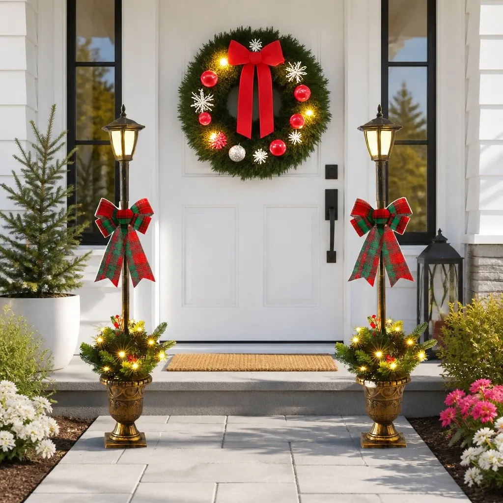 Christmas Lamp Post Plastic 125cm Warm White Set of 2