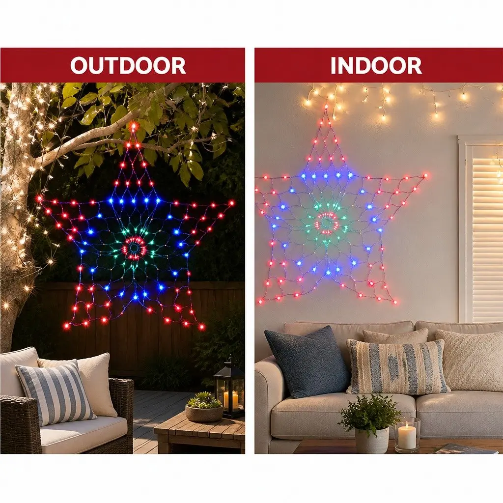 Christmas Lights LED Snow Motif 1.3M Multicoloured Outdoor Indoor Decoration