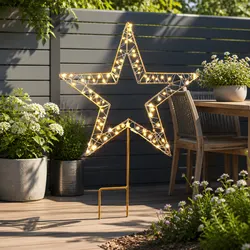 100 LED Warm White Star Garden Lights for Festive Decor