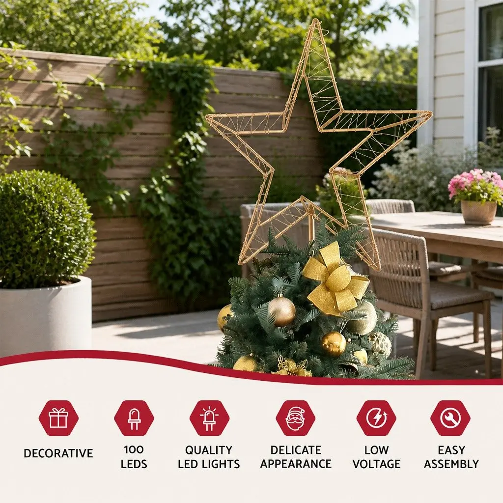 Christmas Lights 100 LED Warm White 3D Star Outdoor Decoration 42cm x 42cm