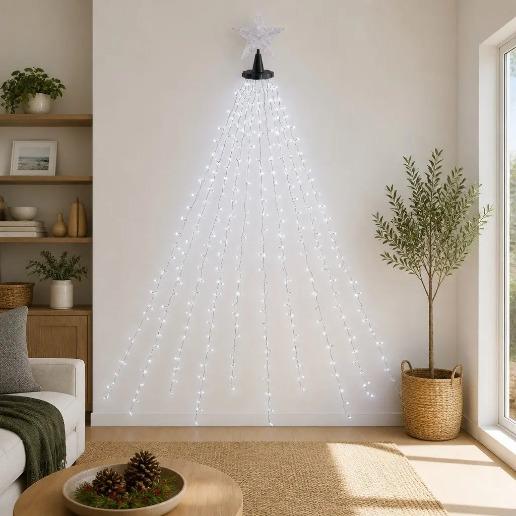 Christmas Waterfall String Lights with Star Topper 2.5M