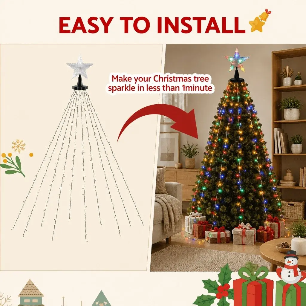 Christmas Waterfall String Lights LED 2.5M Multicolour