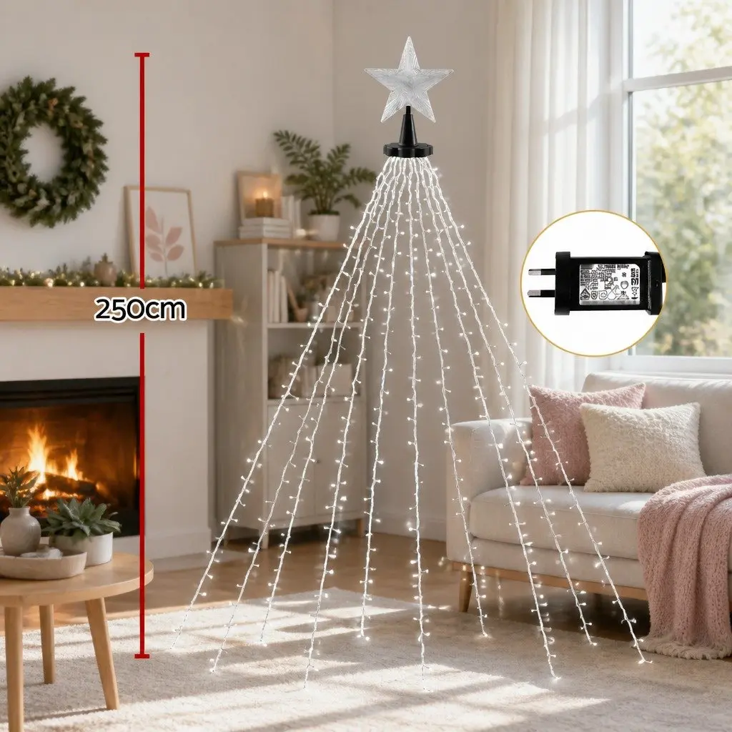 Christmas Waterfall String Lights LED 2.5M Warm White Outdoor Indoor
