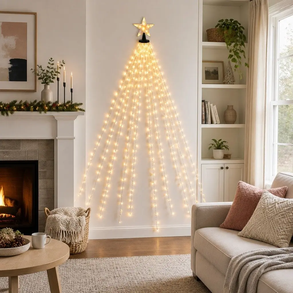 Christmas Waterfall String Lights LED 2.5M Warm White Outdoor Indoor