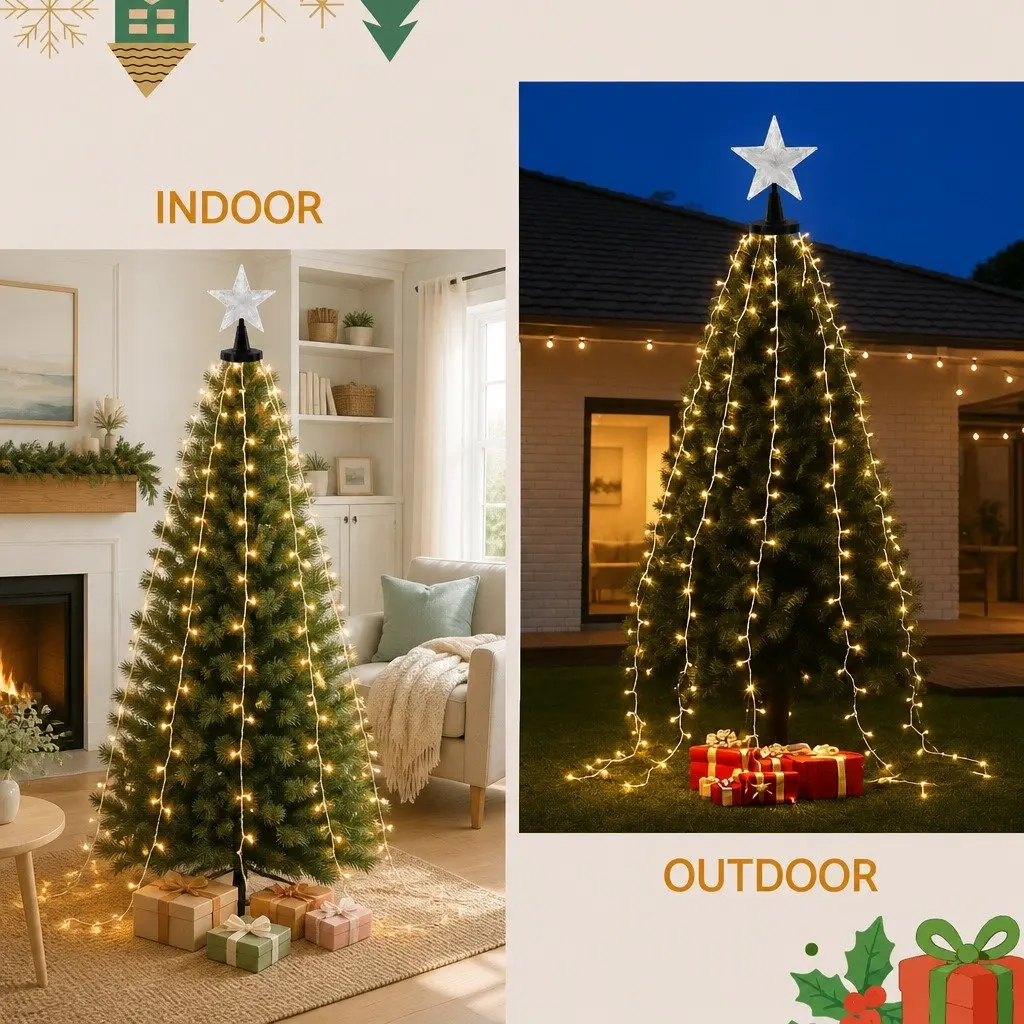 Christmas Waterfall String Lights LED 2.5M Warm White Outdoor Indoor