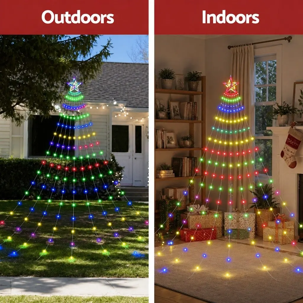Christmas Waterfall String Lights LED 3.8M Multicolour 9 Strings