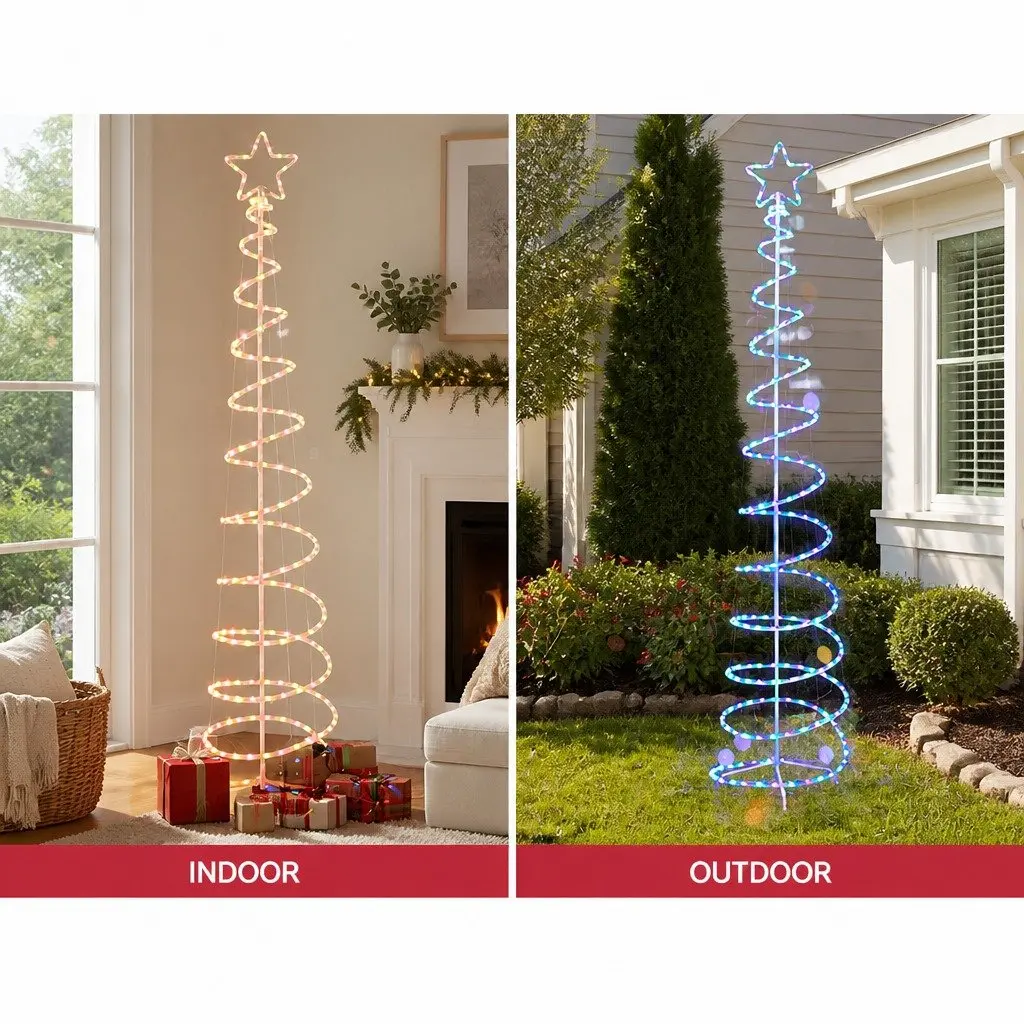 Christmas Tree Solar-powered LED 2.4M Multi-colour Steel Outdoor Indoor Decoration