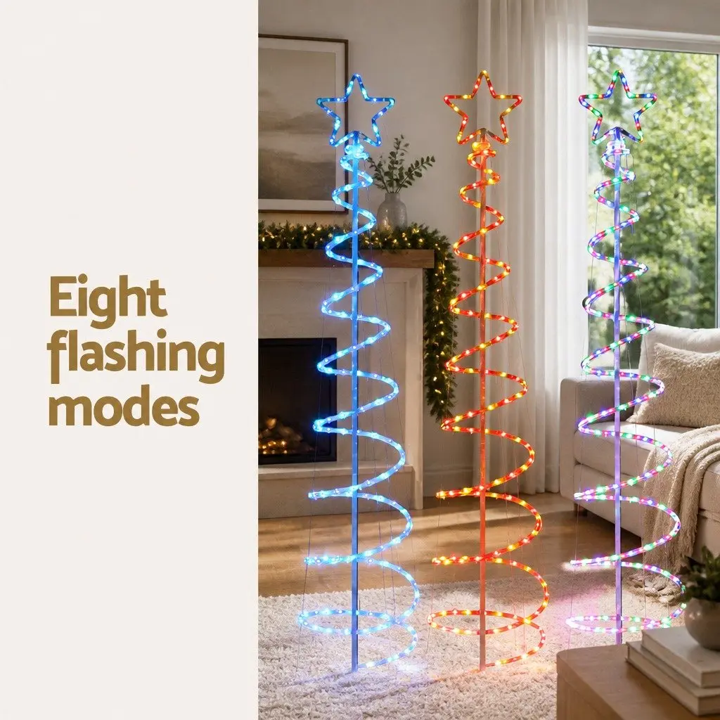 Christmas Tree Solar-powered LED 2.4M Multi-colour Steel Outdoor Indoor Decoration