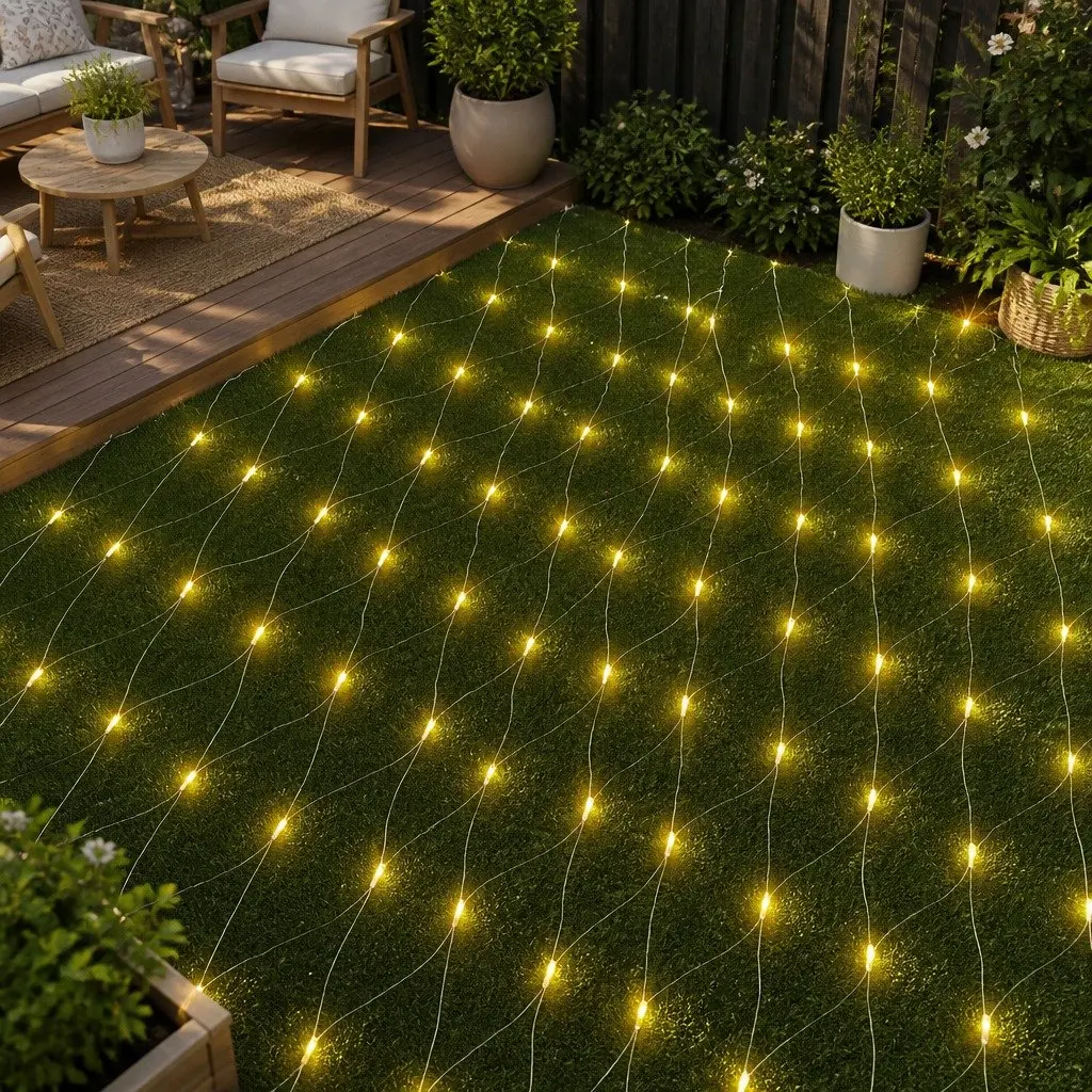 LED Net String Lights 4m x 6m Outdoor Warm White 1000 Bulbs Christmas Decoration