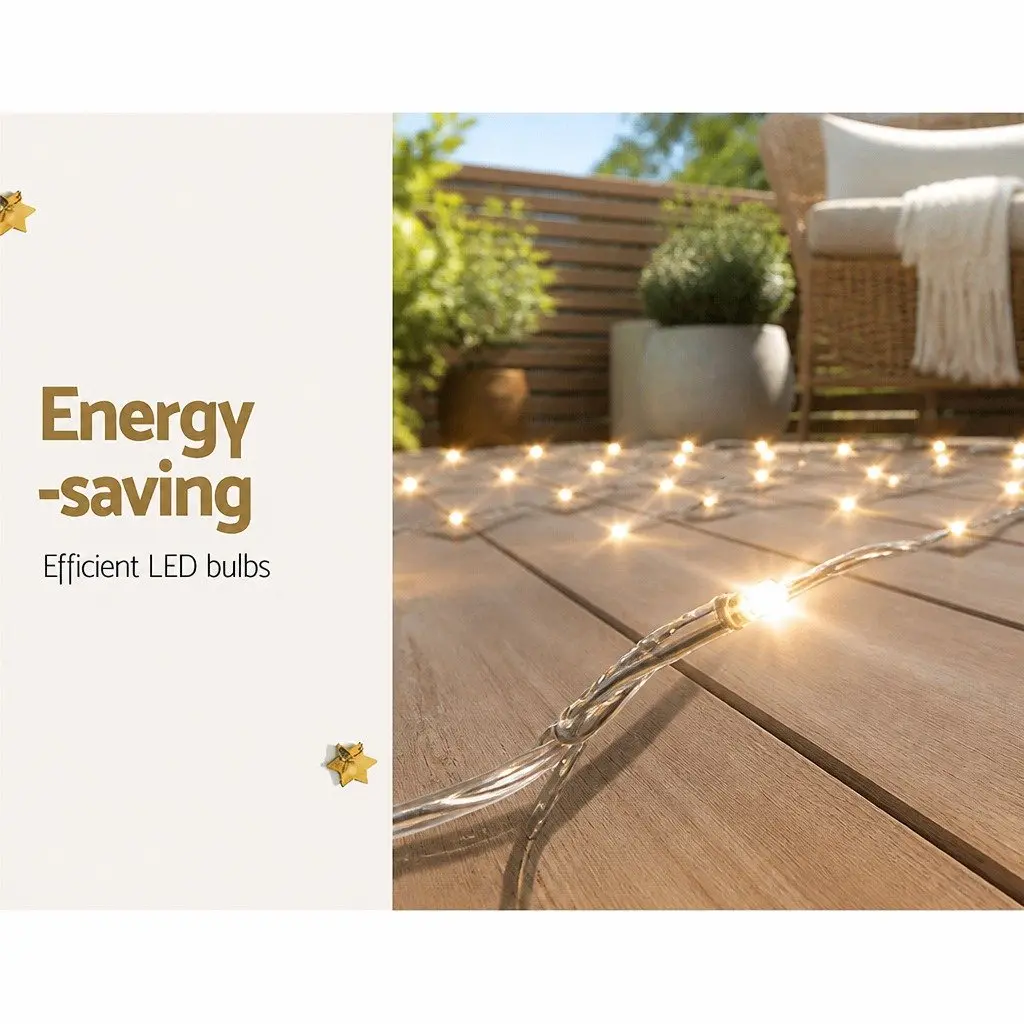 LED Net String Lights 4m x 6m Outdoor Warm White 1000 Bulbs Christmas Decoration