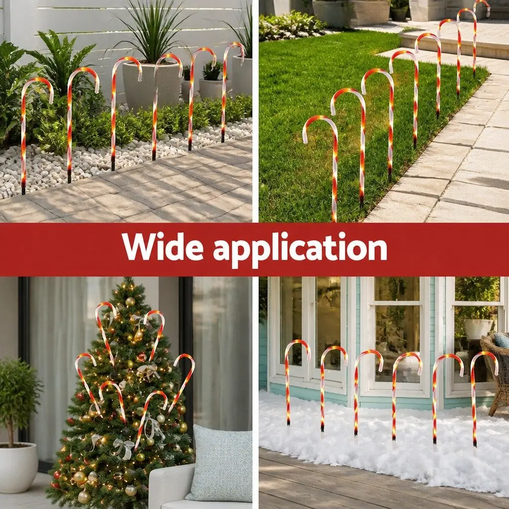 LED Christmas Path Lights Solar Powered 6 PCS White 42 Bulbs Water Resistant