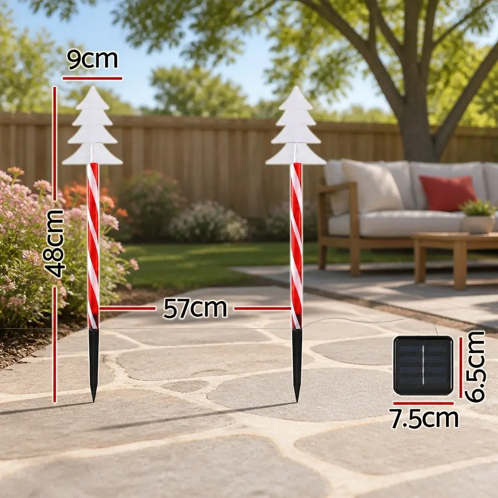 Christmas Ground Lights Solar Powered 5 Piece Warm White LED Red 48cm
