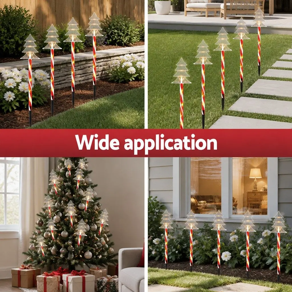 Christmas Ground Lights Solar Powered 5 Piece Warm White LED Red 48cm