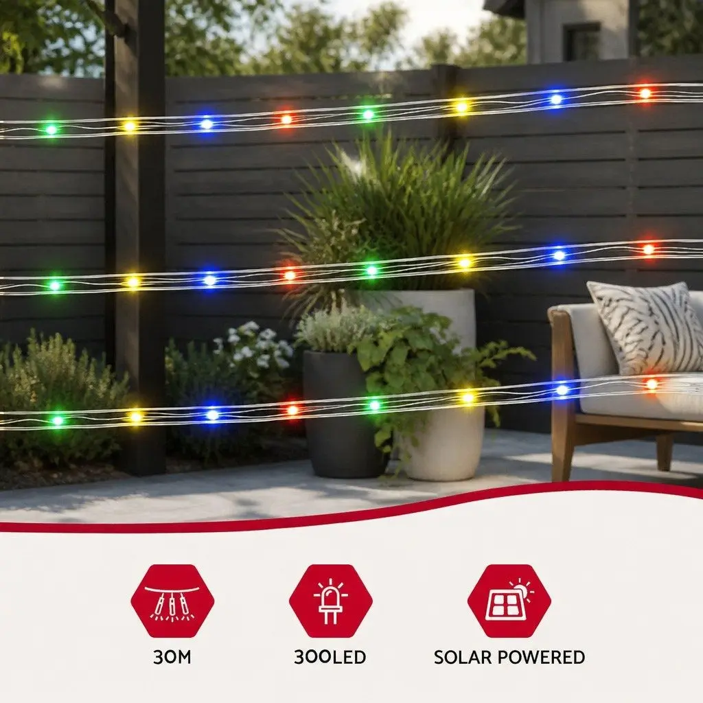30M Rope Lights with 300 LED Multicolour Lights