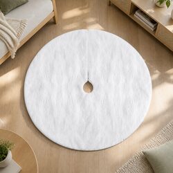 Plush White Christmas Tree Skirt 120cm for Secure Decoration