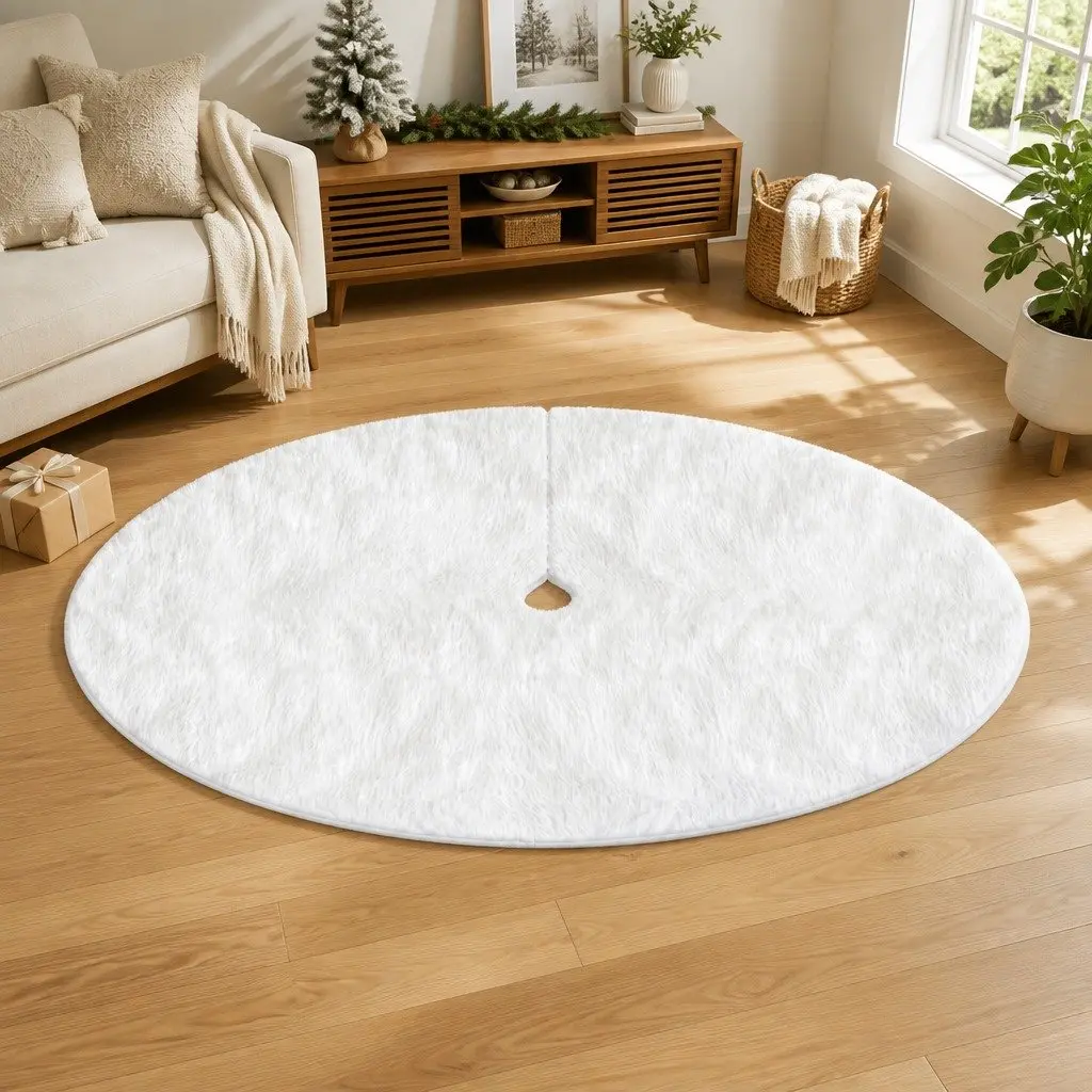 Christmas Tree Skirt Polyester 120cm White