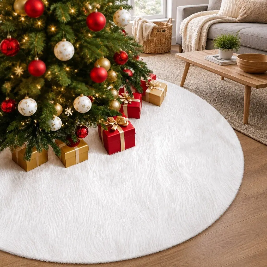Christmas Tree Skirt Polyester 120cm White