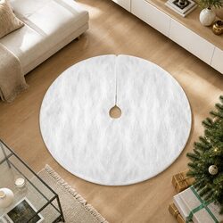 Durable White Plush Christmas Tree Skirt 90cm