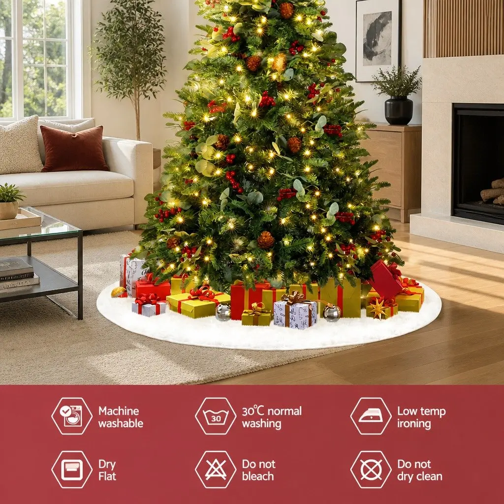 White Plush Christmas Tree Skirt 90cm