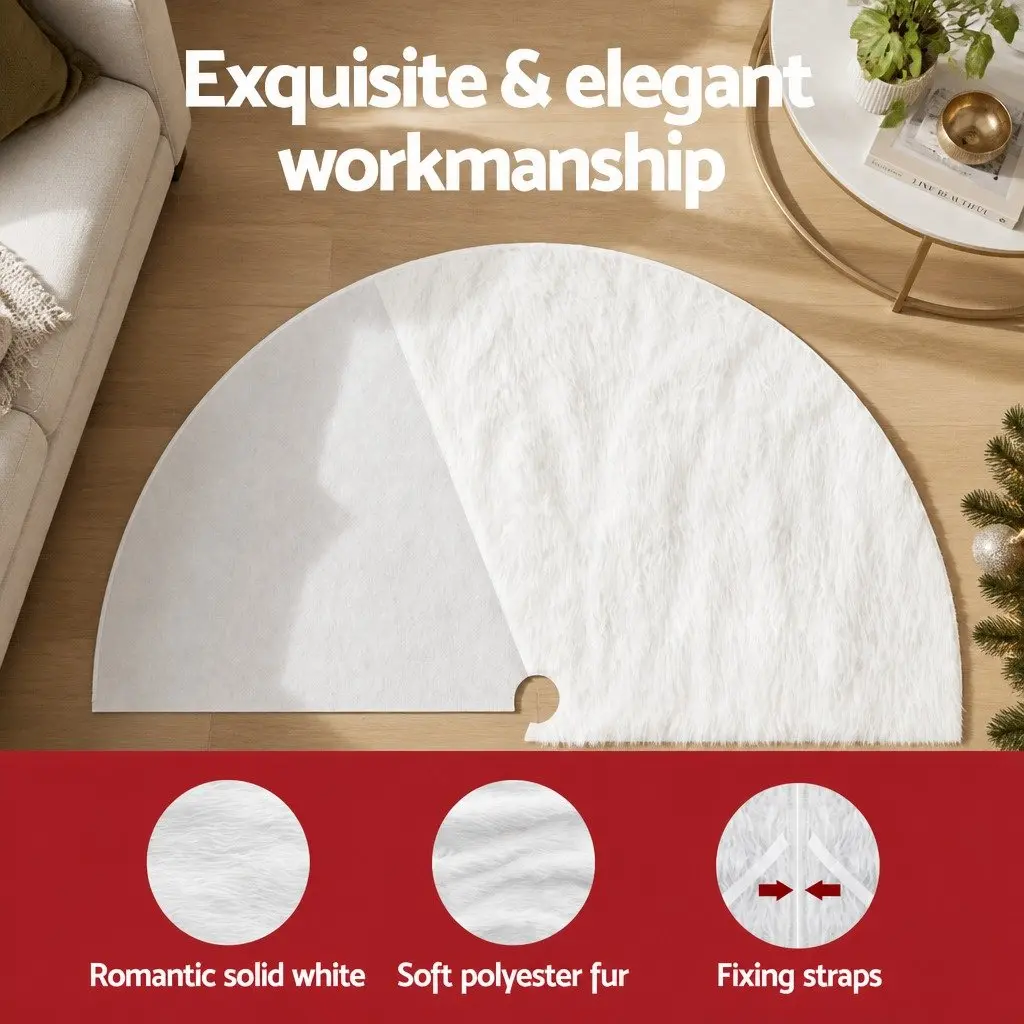 White Plush Christmas Tree Skirt 90cm
