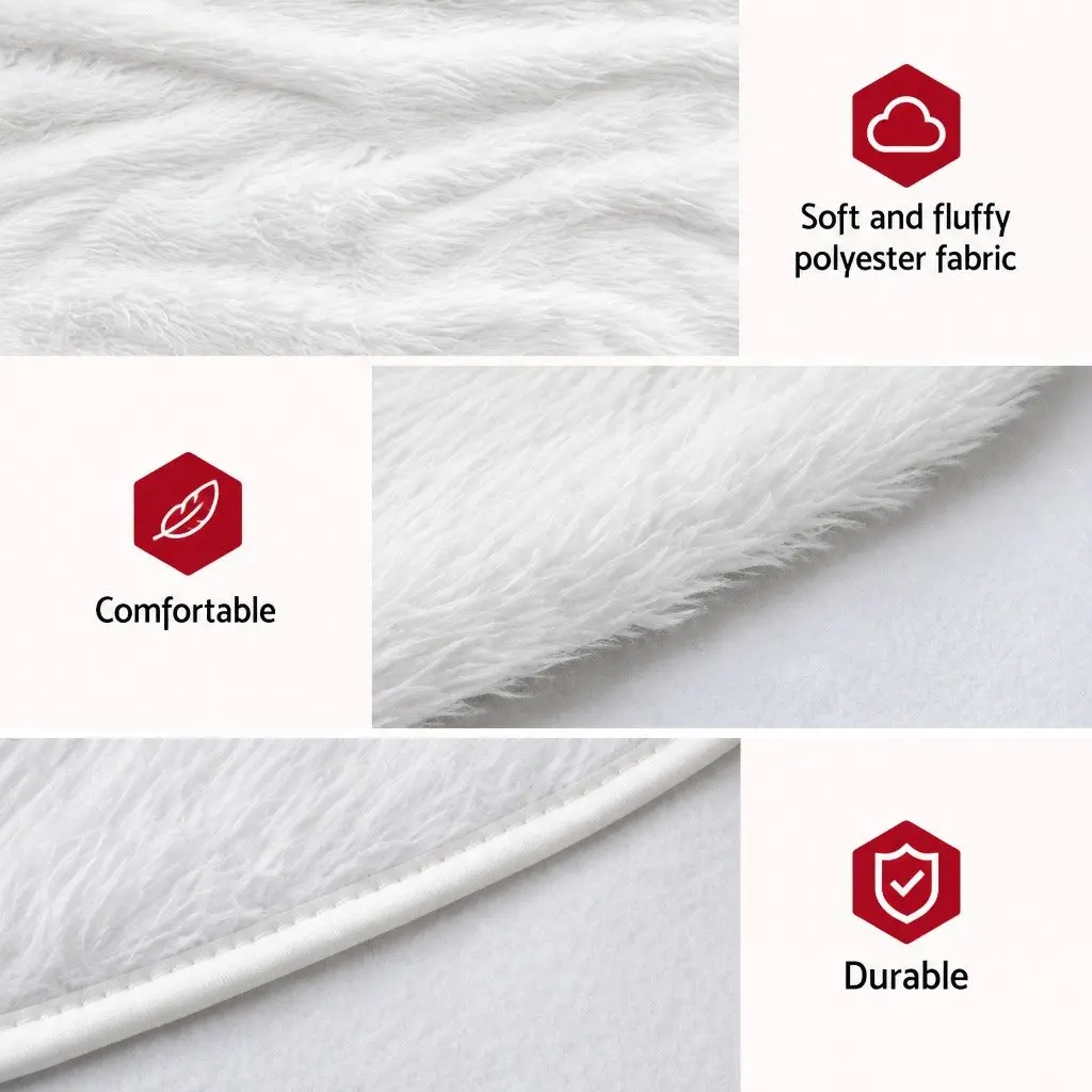 White Plush Christmas Tree Skirt 90cm