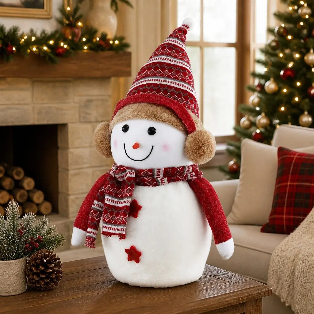 60cm Plush Snowman Ornament for Holiday Decor