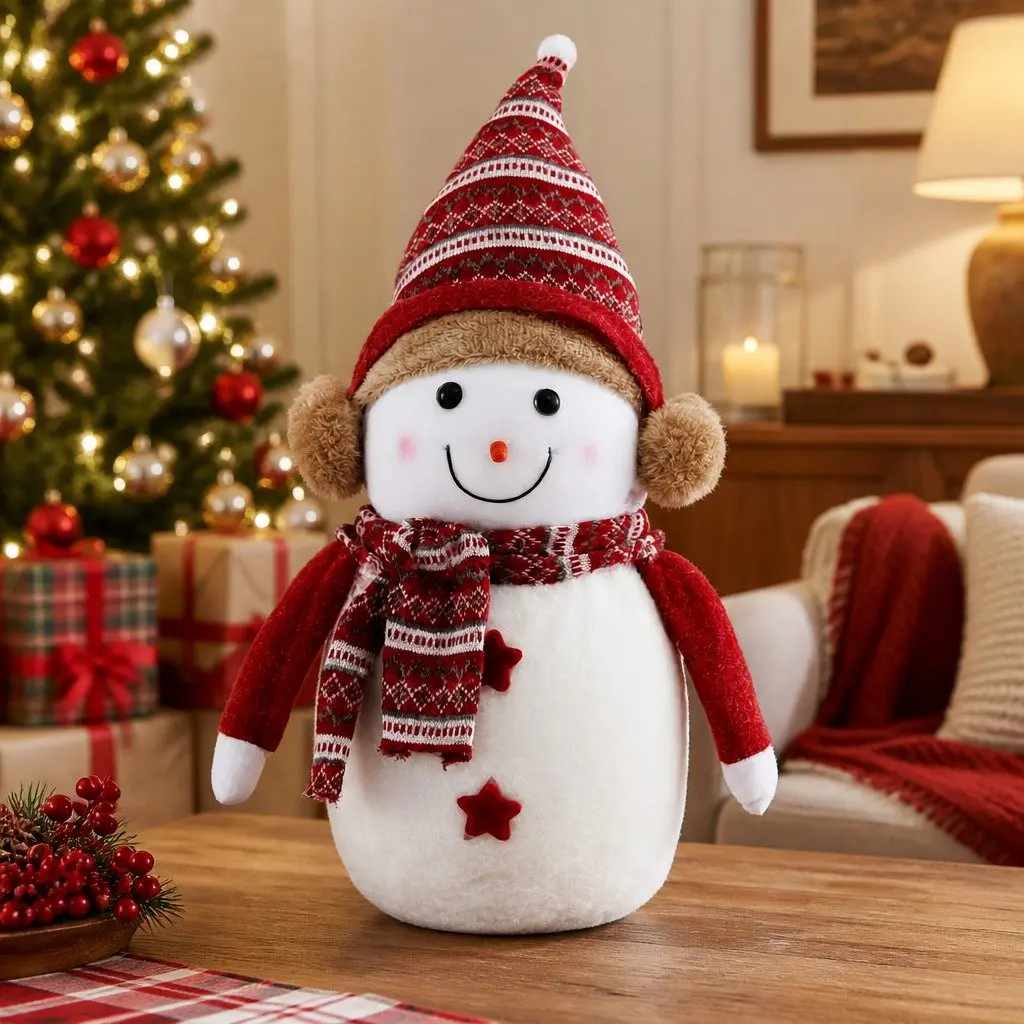 Christmas Decorations Plush Ornament 45cm Red and White Artificial Wool Foam Plastic Iron